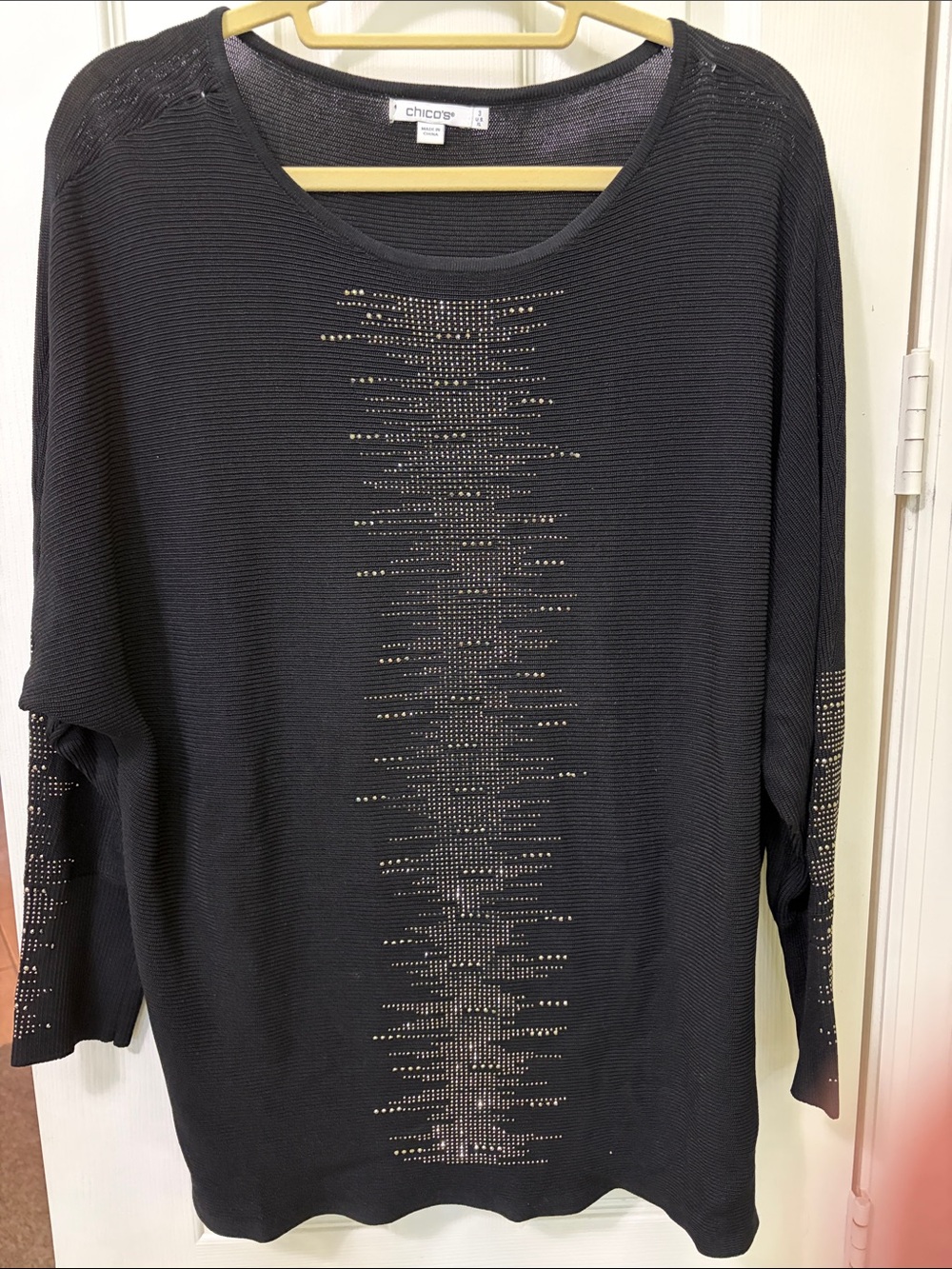 Chico's Black Stud-Embellished Scoop-Neck Tunic